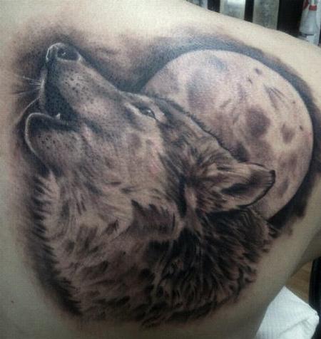 Brent Olson - black and grey realistic wolf tattoo brent olson art junkies tattoo